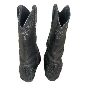 Ladies Crush by Durango Black Leather Pointed Toe Cowgirl Boots Size 7M RD3200